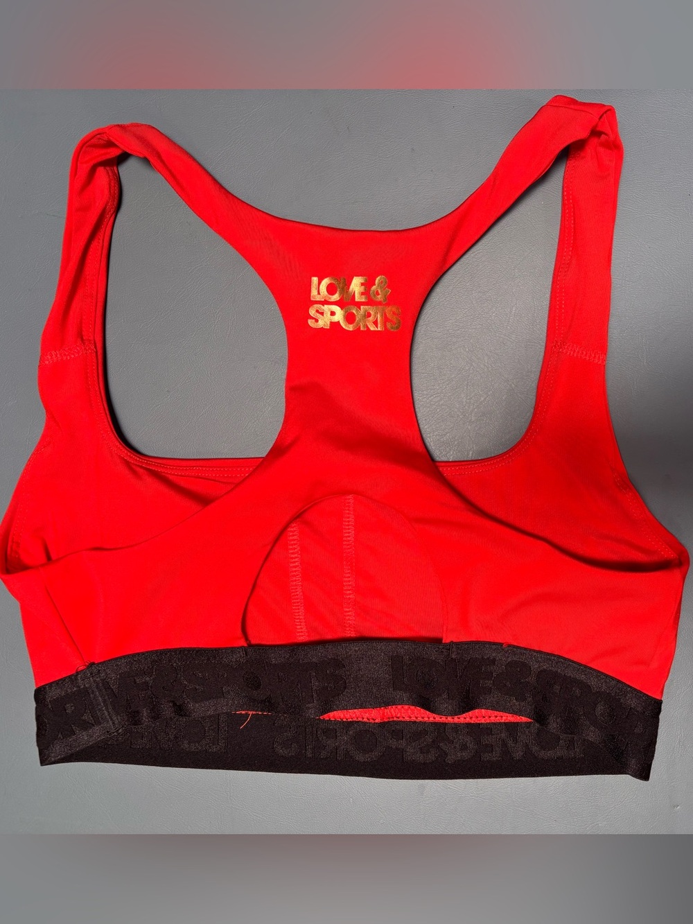 Love & Sports Red and Black Sports Bra size Medium